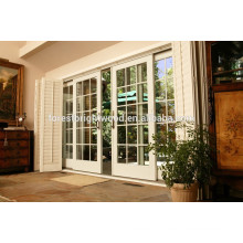 White Modern Sliding Patio Door with Bi-folded Louver Door